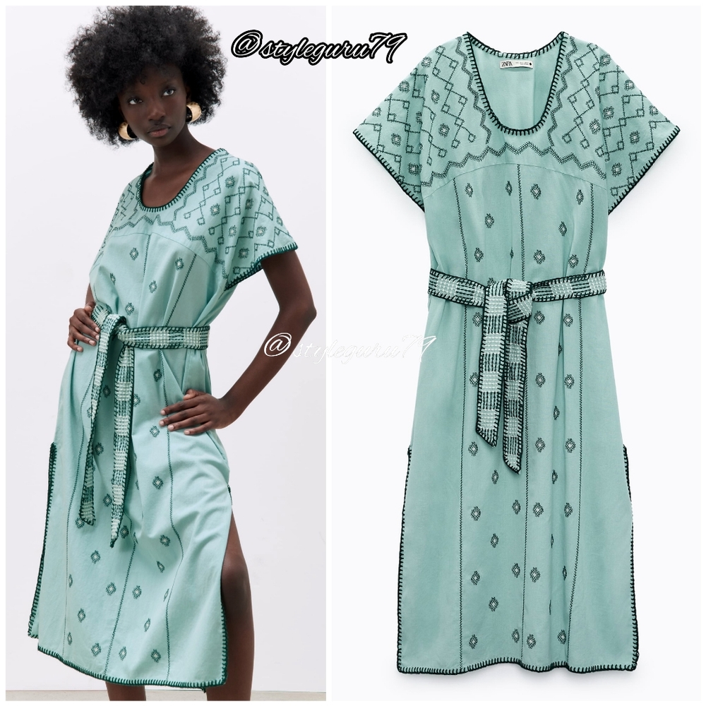 NWT, ZARA, Embroidered Midi Dress
